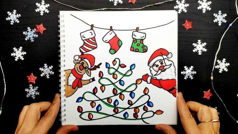 Идеи для новогодних рисунков на бумаге