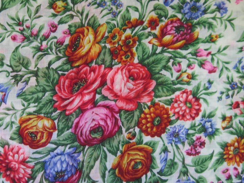 Павлопосадский платок Цветомания