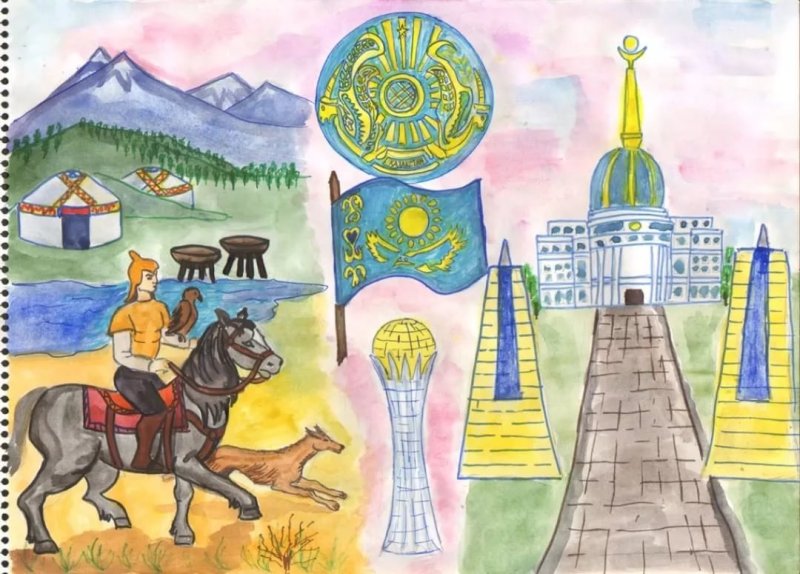 Рисунки казахстанских достопримечательностей