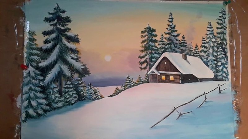 Зимний пейзаж рисунок