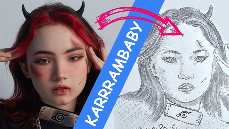 Портрет карамбейби карандашом