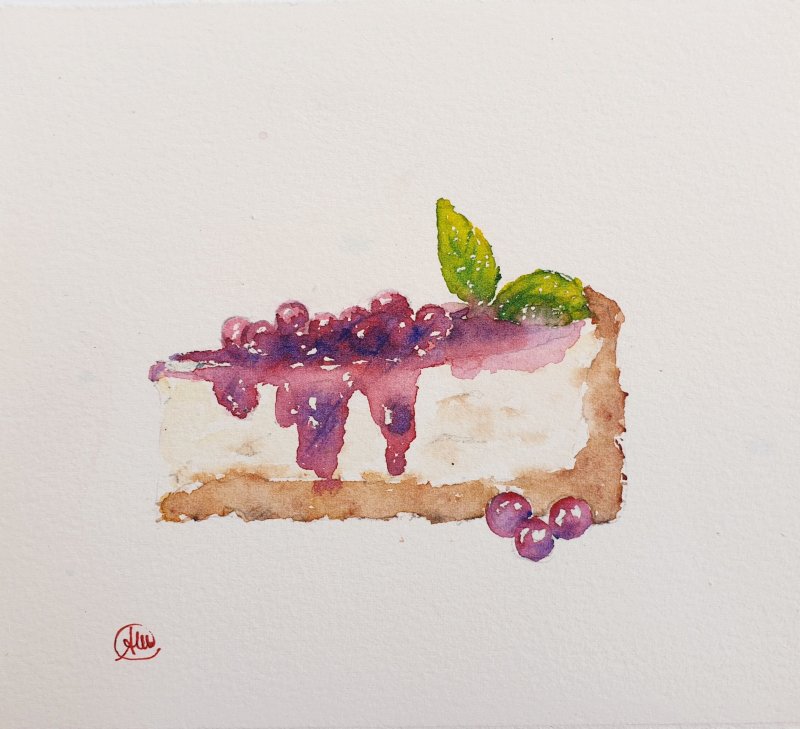 Акварельный торт рисунок