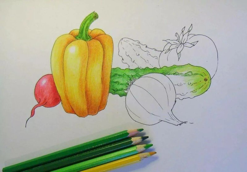 Рисование фруктов и овощей