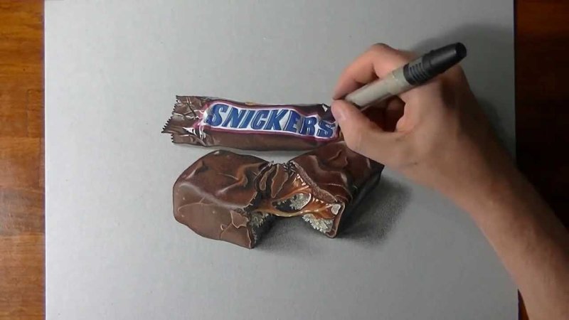 Рисунок шоколадки Сникерс