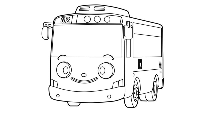 Раскраска автобус Тайо
