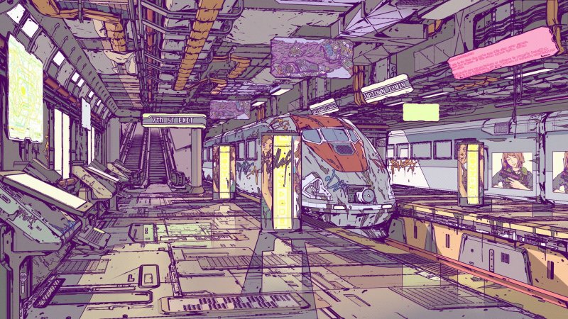 Cyberpunk город скетч