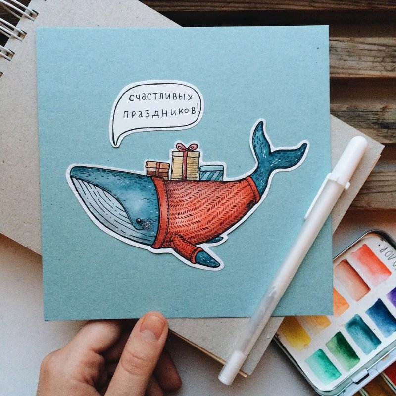 Открытка маркерами