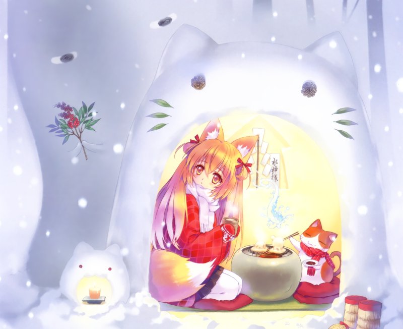 Анимешный кот новогодний