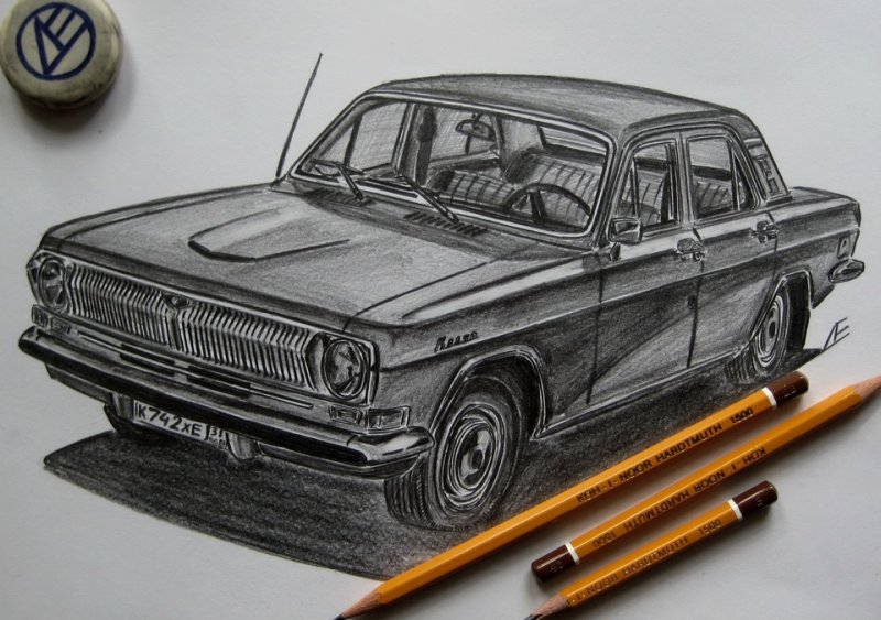 ГАЗ 24 нарисовать
