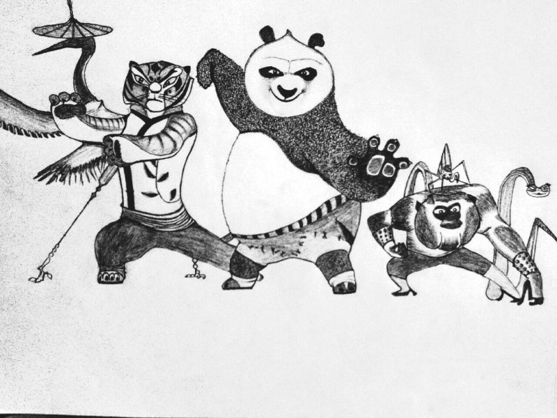 Кунг фу Панда рисунок карандашом