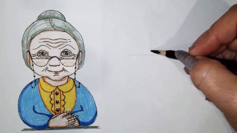 Бабушка рисунок карандашом