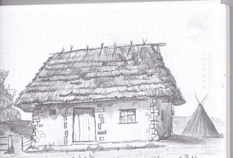 Хутор рисунок карандашом