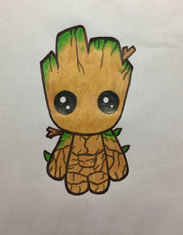 Малыш Грут маркерами