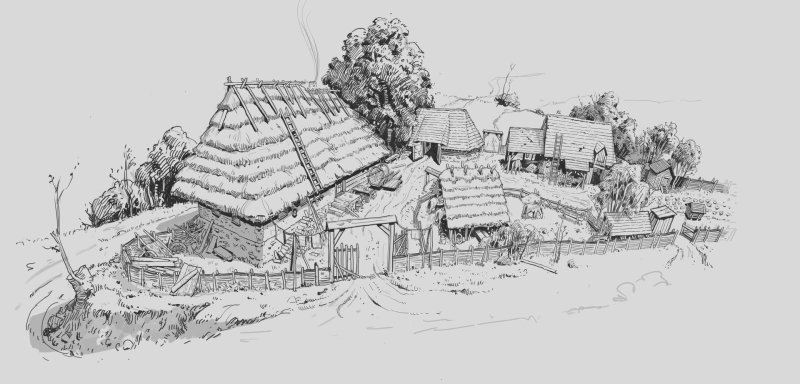 Деревня рисунок карандашом