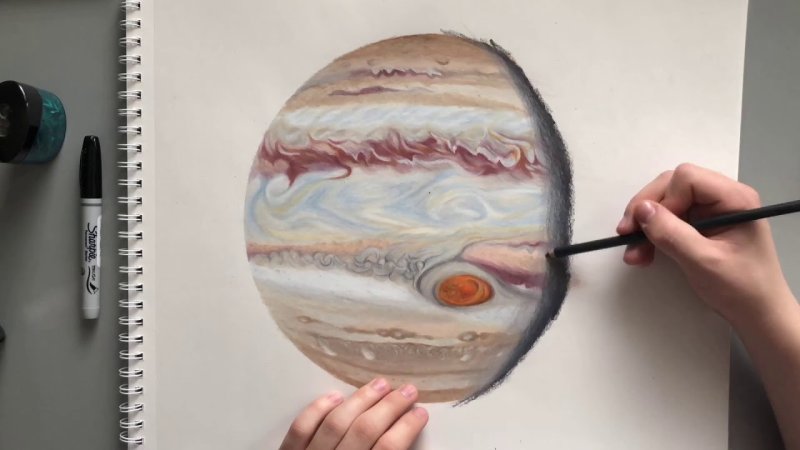 Планеты рисунок акварелью