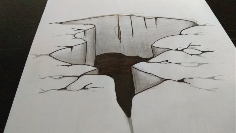 Трещина рисунок карандашом