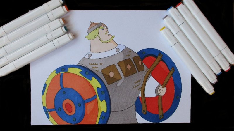 Богатырь рисунок цветной