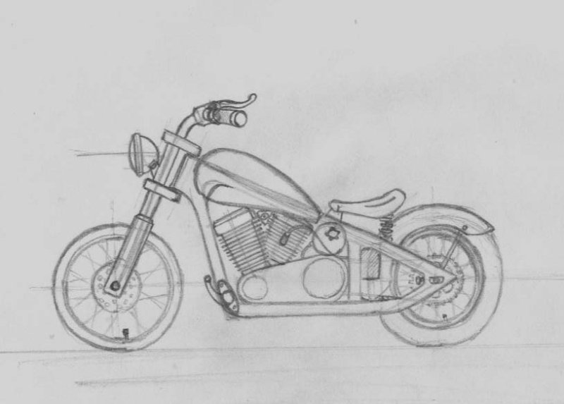 Мотоцикл рисунок карандашом