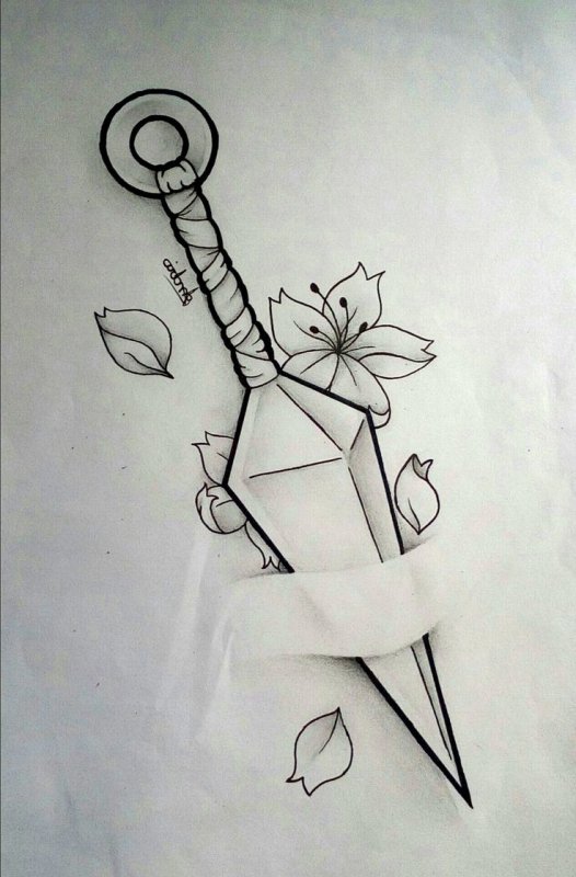 Кунай тату эскиз