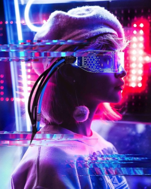 Cyberpunk 2077 очки неон