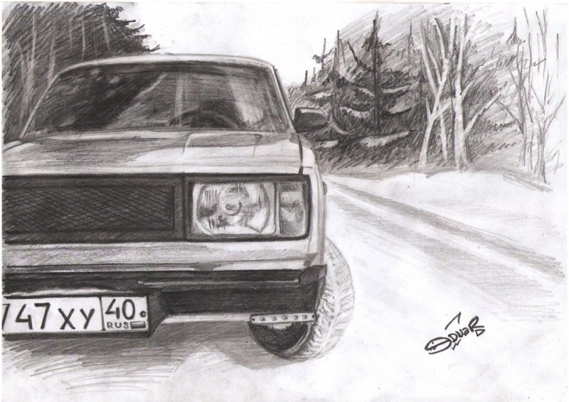 ваз 2107 карандашом