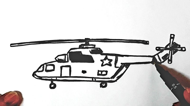 Вертолёт рисунок лёгкий