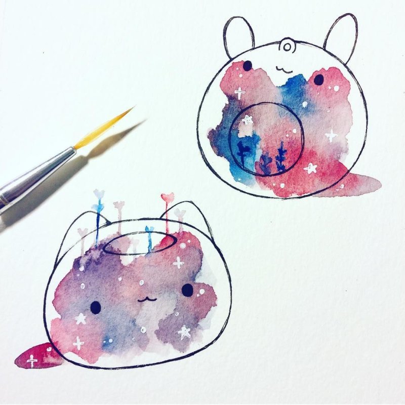 рисунки акварелью для срисовки