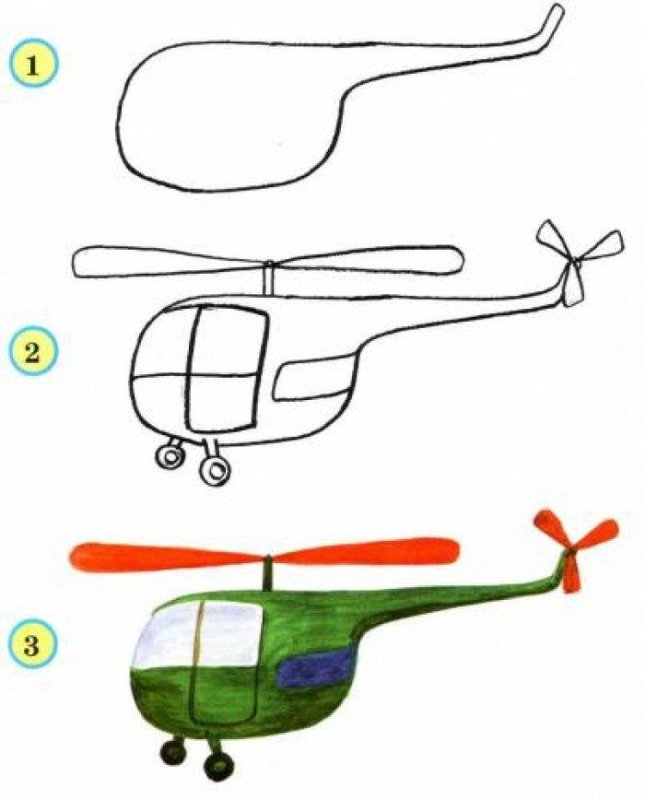 Рисование вертолета для детей