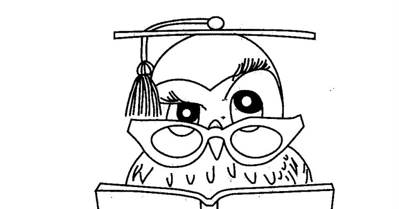 Раскраска Сова с книгой для детей
