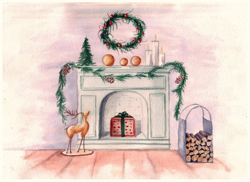 Камин рисунок