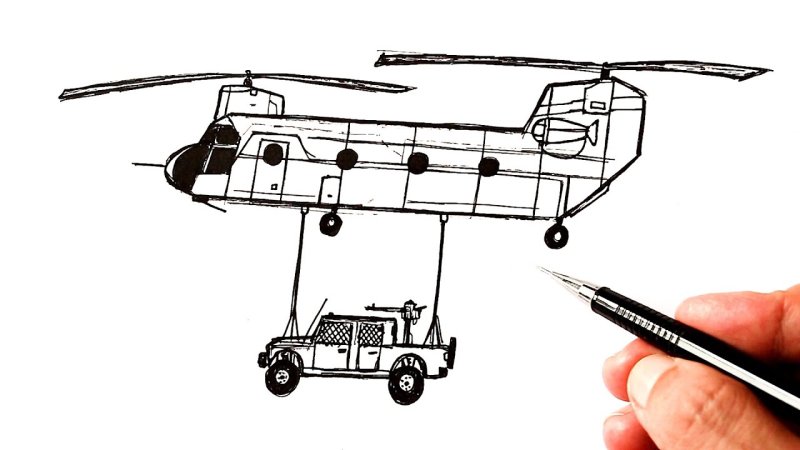 Вертолёт рисунок лёгкий