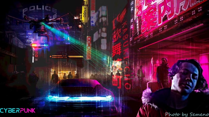 Киберпанк 2077 фон улица неон