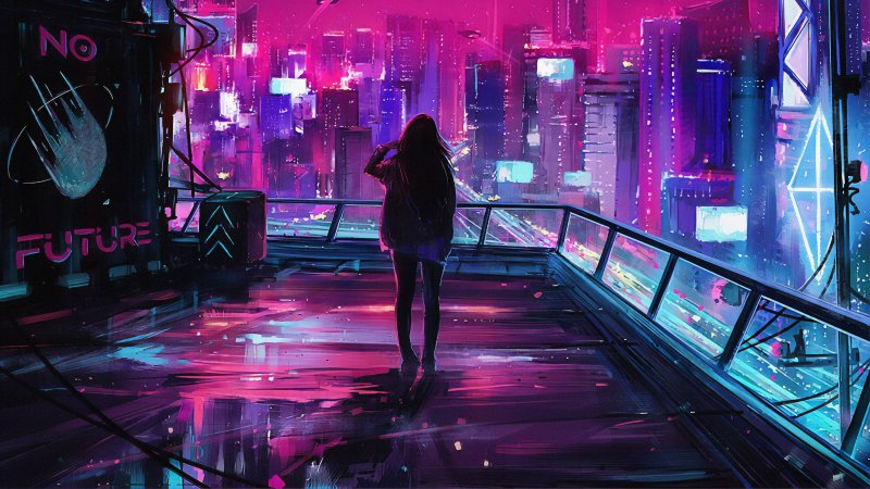 Cyberpunk 2077 City неон