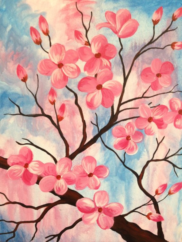Сакура гуашью