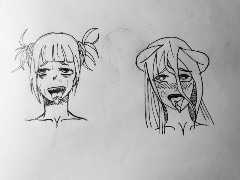 Ахегао рисунок карандашом