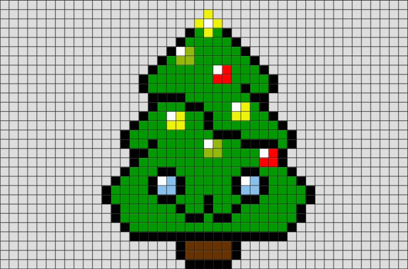 рисунки по клеточкам новогодние