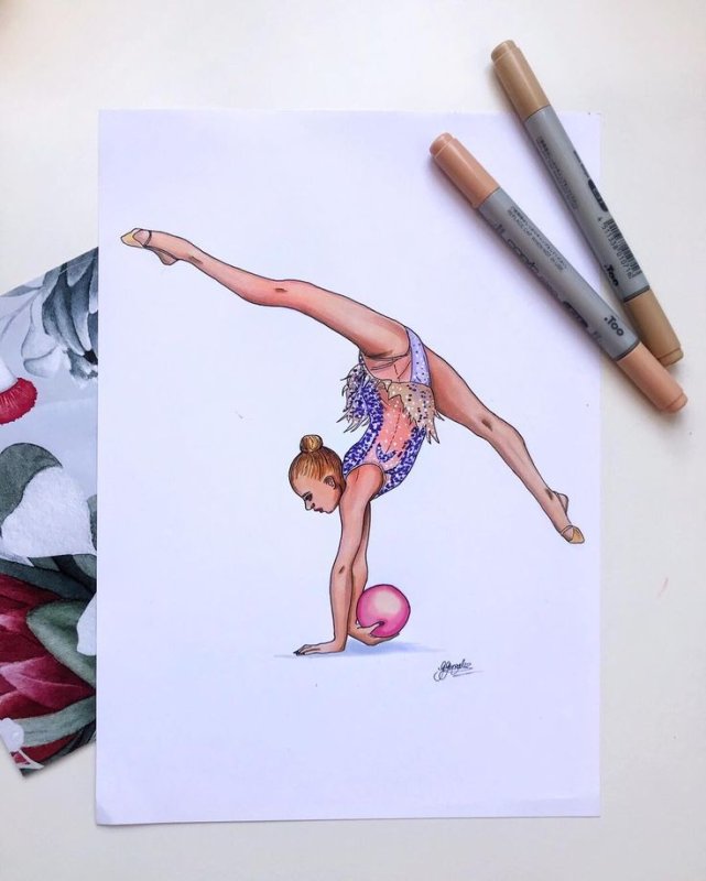 Рисунок гимнастки для срисовки