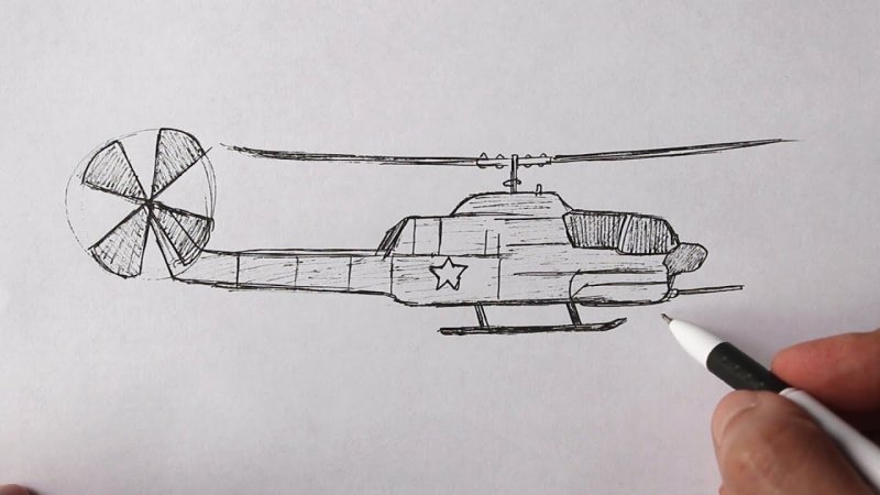 Вертолёт рисунок карандашом