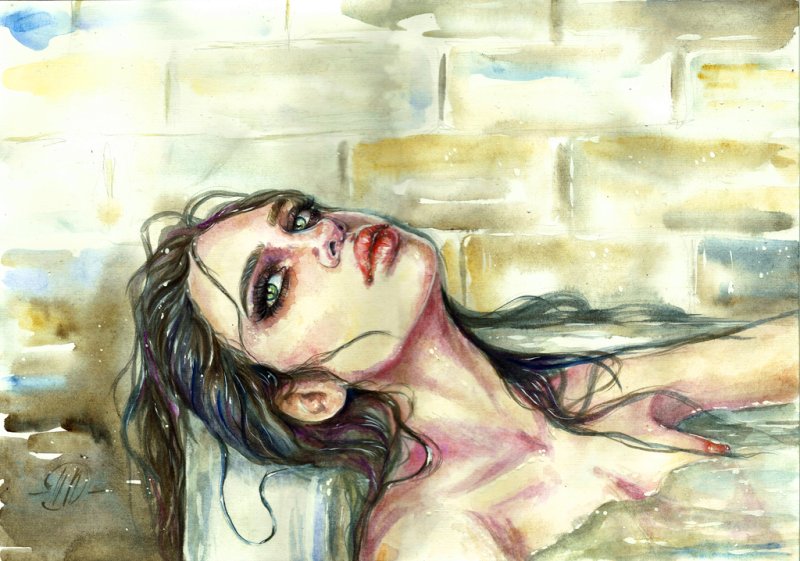 Грустные рисунки акварелью