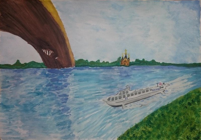 Детские рисунки реки Волги