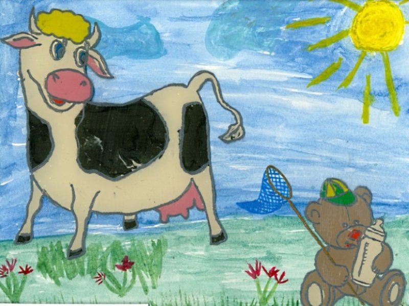детские рисунки на тему молока
