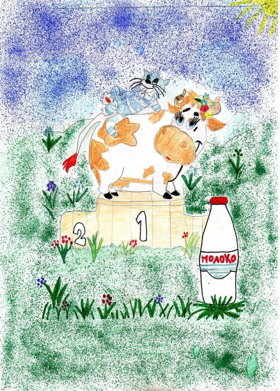 рисование на тему молоко