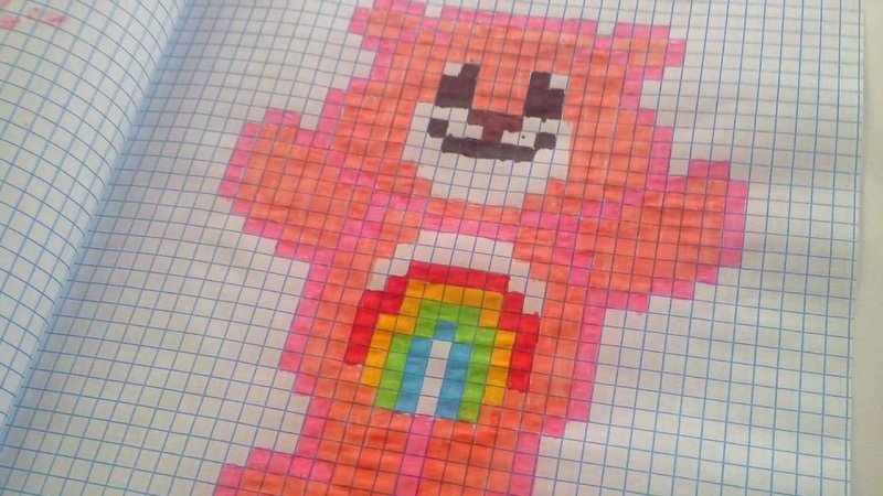 рисунки по клеточкам мишка