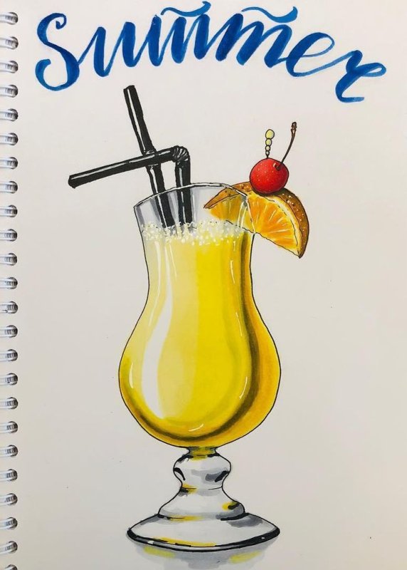 Рисунки маркерами напитки