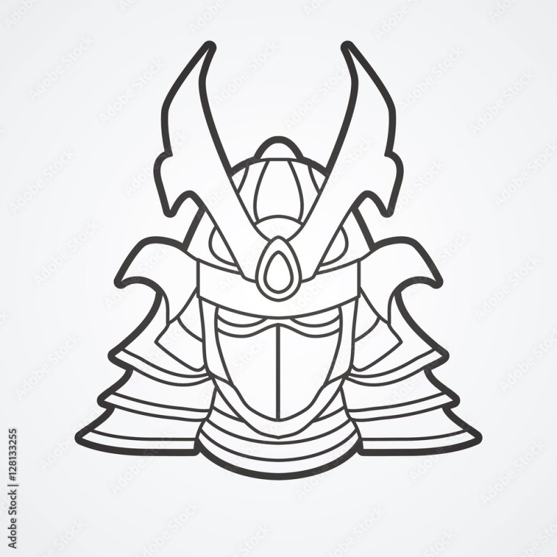 шлем самурая контур