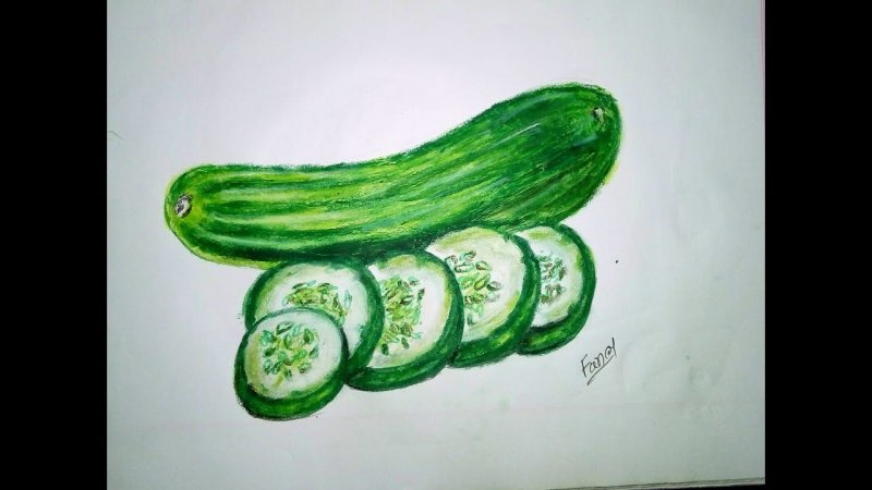 Рисование огурец