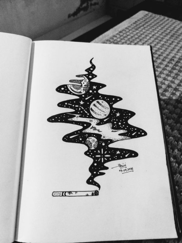 Рисунки черной ручкой