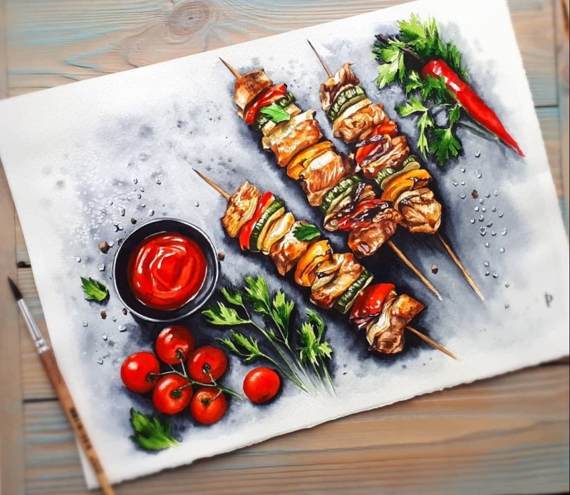 Шашлык рисованный