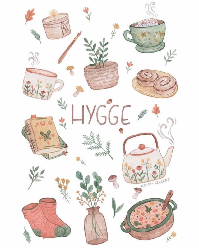 стиль хюгге в иллюстрации