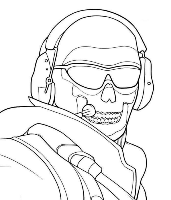 Гоуст из Call of Duty раскраска